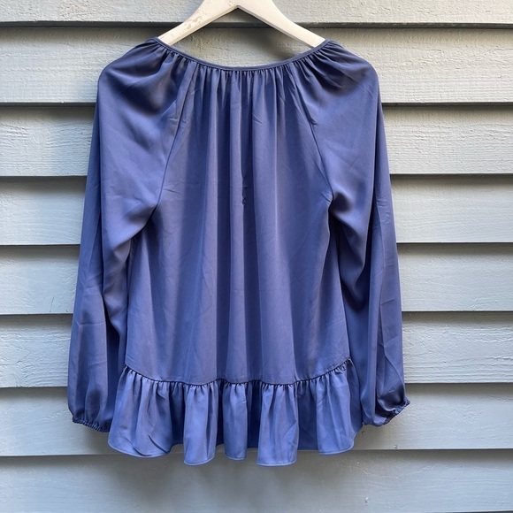 Lilly Pulitzer Tensley Peplum Hem Peasant blouse Navy Size Small - Picture 3 of 8